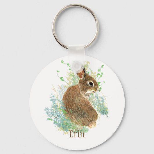 Cute Bunny Rabbit Pet Animal Custom Name Hoodie Bu Sleutelhanger (Voorkant)