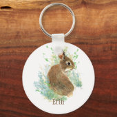 Cute Bunny Rabbit Pet Animal Custom Name Hoodie Bu Sleutelhanger (Voorkant)