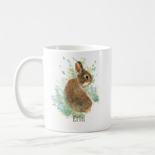 Cute Bunny Rabbit Pet Animal Custom Name Koffiemok (Links)