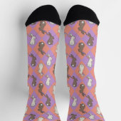 Cute Bunny Rabbit Pink and Purple Pastel Argyle  Sokken (Top)