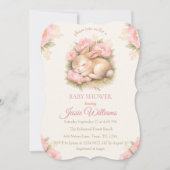 Cute Bunny Rabbit Pink Blush Baby Shower Kaart (Voorkant)