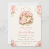 Cute Bunny Rabbit Pink Blush Baby Shower Kaart (Voorkant)