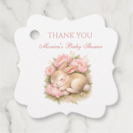 Cute Bunny Rabbit Pink Blush Peony Baby Shower Bedankjes Labels