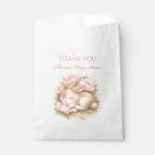 Cute Bunny Rabbit Pink Blush Peony Baby Shower Bedankzakje (Voorkant)