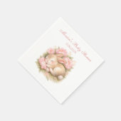 Cute Bunny Rabbit Pink Blush Peony Baby Shower Servet (Hoek)