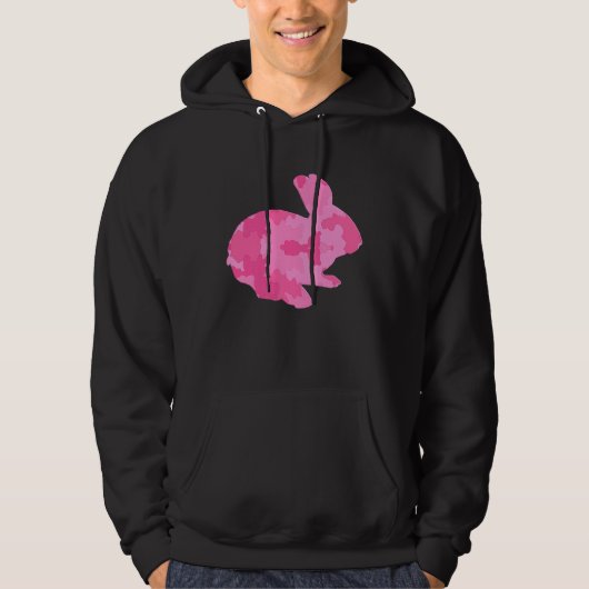 Cute Bunny Rabbit Pink Camouflage Hoodie (Voorkant)
