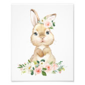 Cute Bunny, Rabbit, Pink Flowers, Girl Nursery Foto Afdruk (Voorkant)