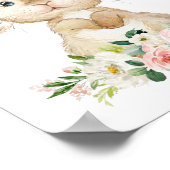 Cute Bunny, Rabbit, Pink Flowers, Girl Nursery Poster (Hoek)