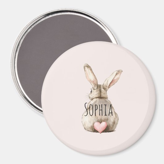 Cute Bunny Rabbit Pink Heart Tail  Magneet (Voorkant / Achterkant)