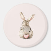 Cute Bunny Rabbit Pink Heart Tail  Magneet (Voorkant)