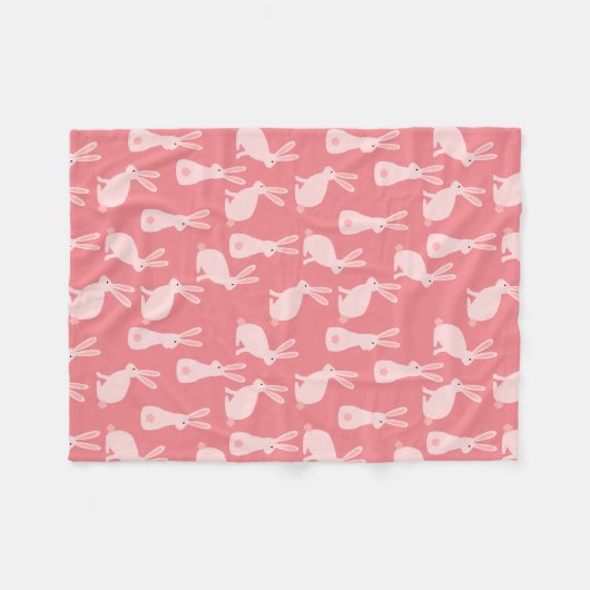 Cute Bunny Rabbit Pink Pattern Fleece Deken (Voorkant (Horizontaal))