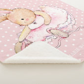 Cute Bunny Rabbit Pink Tutu White Polka Dots Sherpa Deken (3/4)