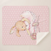 Cute Bunny Rabbit Pink Tutu White Polka Dots Sherpa Deken (Voorkant (horizontaal))