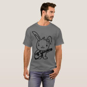 Cute Bunny Rabbit Plays Guitar Music Guitarist Fun T-shirt (Voorkant volledig)