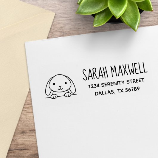 Cute Bunny Rabbit Return Address Rubberstempel