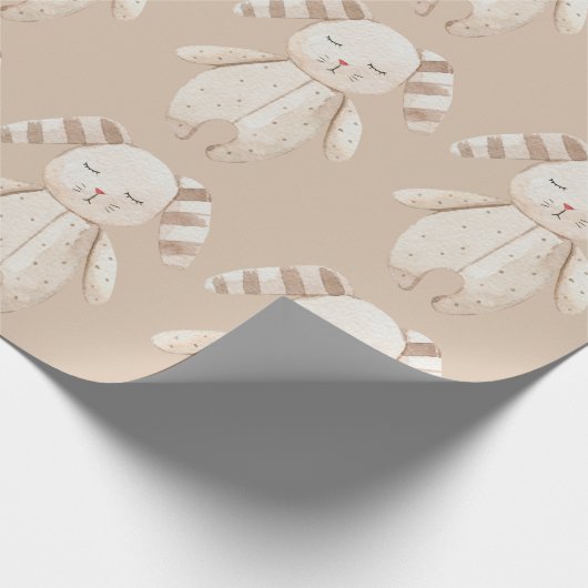 Cute Bunny Rabbit Rustic Baby shower Cadeaupapier (Hoek)