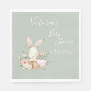 Cute Bunny Rabbit Sage Baby shower Personalized Servet