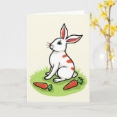 Cute Bunny Rabbit Scene Card Kaart (Gele Bloem)