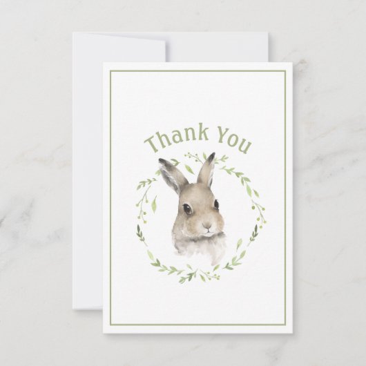 Cute Bunny Rabbit Simple Bedankt Card (Voorkant)