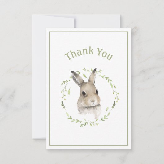 Cute Bunny Rabbit Simple Bedankt Card (Voorkant)