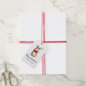 Cute Bunny Rabbit Sketch Merry Christmas Cadeaulabel (Met Touw)