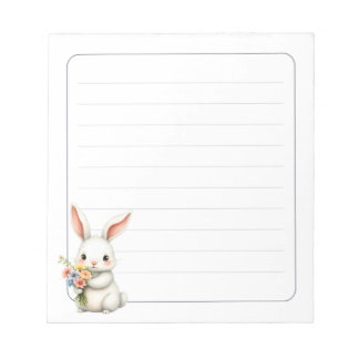 Cute Bunny Rabbit Spring Stationery Gift Lined Notitieblok