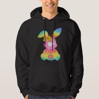 Cute Bunny Rabbit Tie Dye Bow Tie Easter Day Girls Hoodie