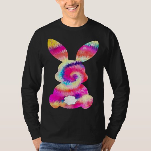 Cute Bunny Rabbit Tie Dye Bow Tie Easter Day Girls T-shirt (Voorkant)