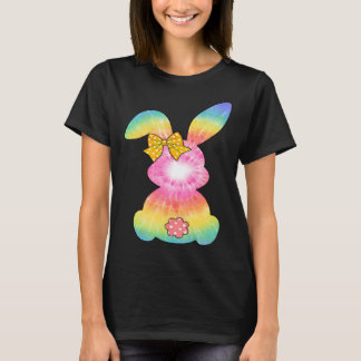 Cute Bunny Rabbit Tie Dye Bow Tie Easter Day Girls T-shirt