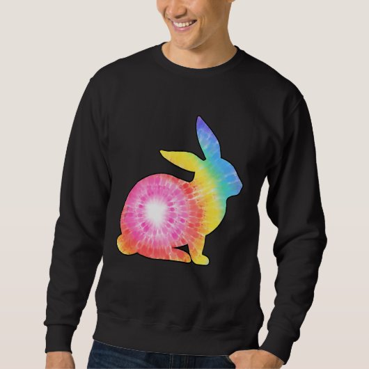 Cute Bunny Rabbit Tie Dye Bow Tie Easter Day Girls Trui (Voorkant)