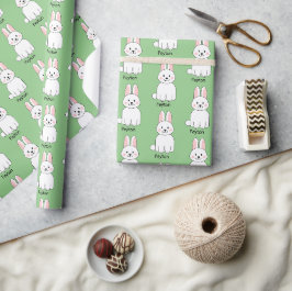 Cute Bunny Rabbit Voeg een naam-omslagpapier toe Cadeaupapier