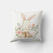 Cute Bunny Rabbit Waterverf Nursery Kussen (Achterkant)