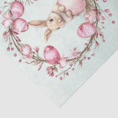 Cute Bunny Rabbit  with Pink Easter Eggs n Wreath Tissuepapier (Detail)