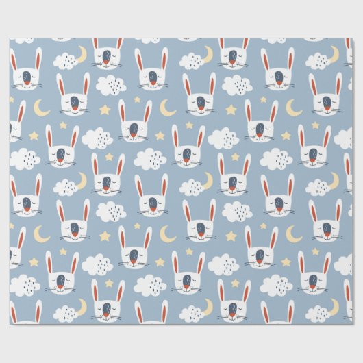 Cute Bunny Rabbit Wrapping Paper Cadeaupapier (Vlak)