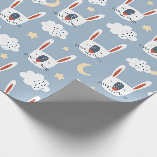 Cute Bunny Rabbit Wrapping Paper Cadeaupapier (Hoek)