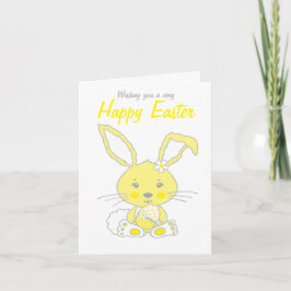 Cute bunny rabbit yellow and grijs paaskaart feestdagen kaart