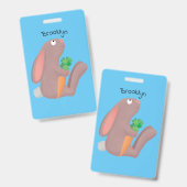 Cute bunny rabbit, zittend met wortelcartoon badge (Voor- en achterkant)