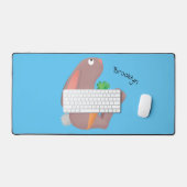 Cute bunny rabbit, zittend met wortelcartoon bureaumat (Keyboard & Muis)