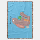 Cute bunny rabbit, zittend met wortelcartoon deken (Voorkant Verticaal)