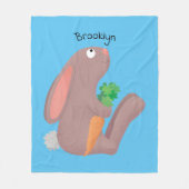 Cute bunny rabbit, zittend met wortelcartoon fleece deken (Voorkant)