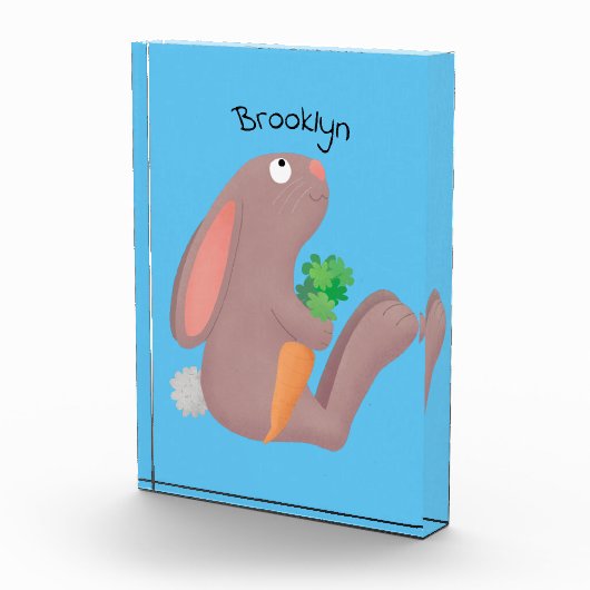 Cute bunny rabbit, zittend met wortelcartoon fotoblokken (Rechts)