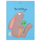 Cute bunny rabbit, zittend met wortelcartoon klembord (Achterkant)