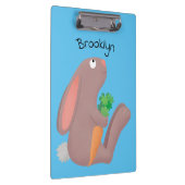Cute bunny rabbit, zittend met wortelcartoon klembord (Rechts)