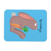 Cute bunny rabbit, zittend met wortelcartoon magneet (Horizontaal)