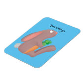 Cute bunny rabbit, zittend met wortelcartoon magneet (Linkerzijde)
