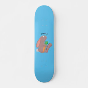 Cute bunny rabbit, zittend met wortelcartoon persoonlijk skateboard