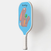 Cute bunny rabbit, zittend met wortelcartoon pickleball paddle (Links)