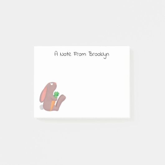 Cute bunny rabbit, zittend met wortelcartoon post-it® notes (Voorkant)