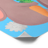 Cute bunny rabbit, zittend met wortelcartoon poster (Hoek)