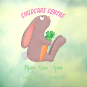 Cute bunny rabbit, zittend met wortelcartoon raamsticker (Vel 3)